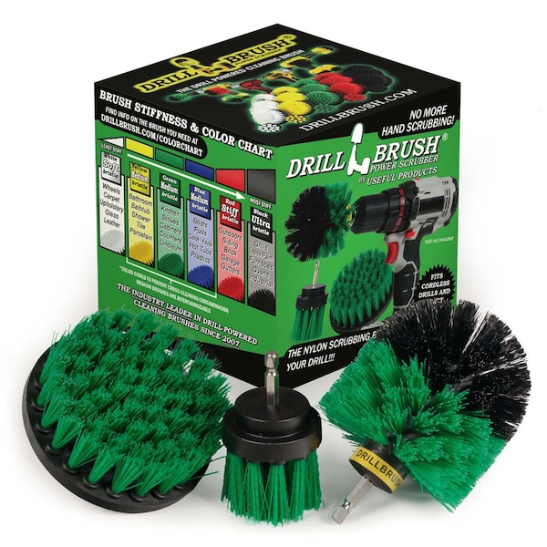 Drill Brush Power Scrubber By Useful Products 5 in W 5 in L Brush, Green G-4OS-2L-QC-DB - main